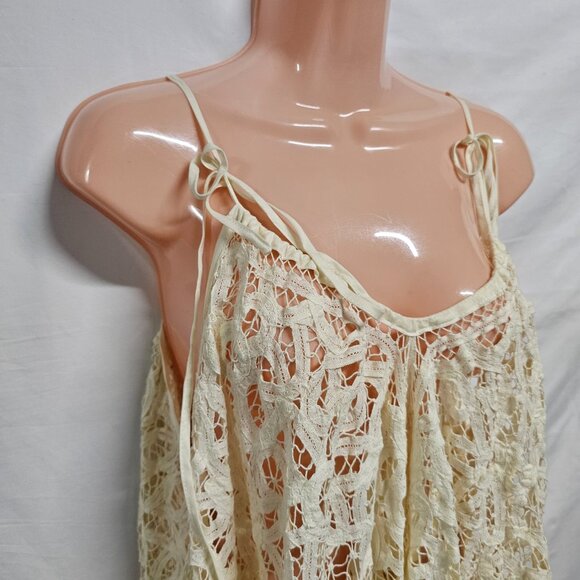 Free People Boho Ivory Battenberg Lace Convertible Halter Top Women Size XS/S - Picture 3 of 13